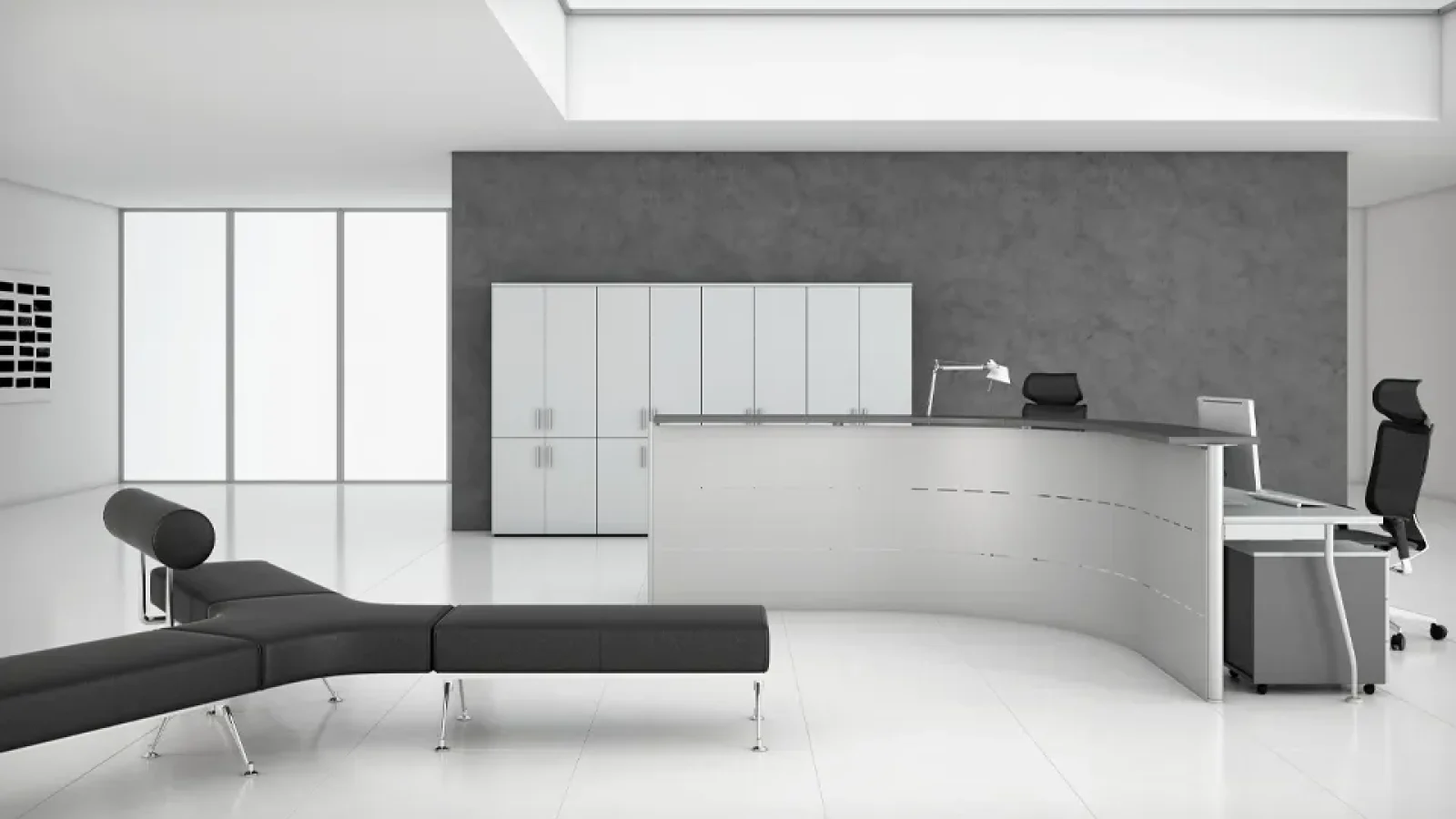 Moderni minimalistički ured s recepcijskim pultom
