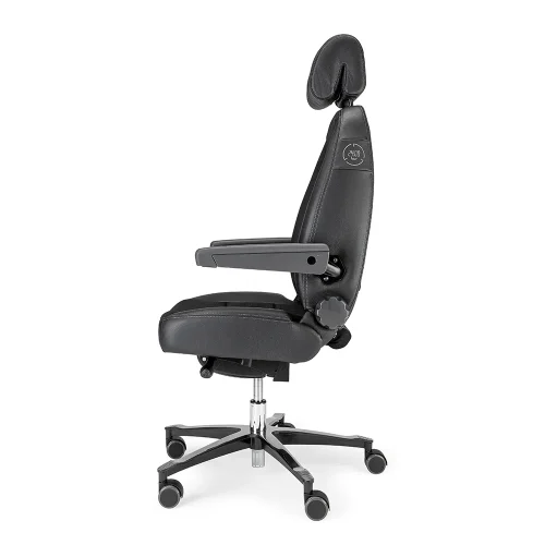 Crna ergonomska uredska stolica s naslonom za glavu