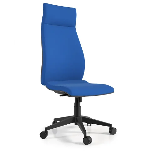 Plava ergonomska uredska stolica na kotačićima