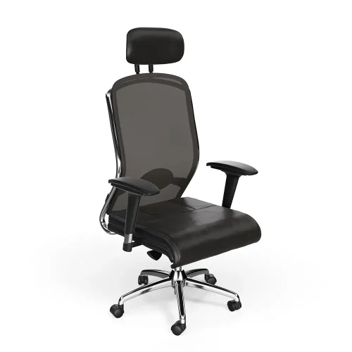 Crna ergonomska uredska stolica s naslonom za glavu